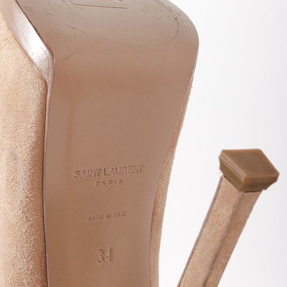 Saint Laurent Beige Suede Patent Leather Tribtoo Platform Pumps - Picture 5 of 11